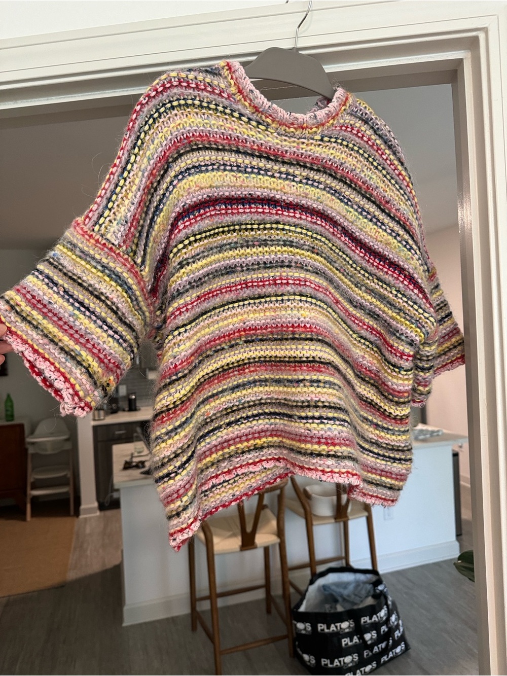 Ganni mixed Knit drop shoulder short sleeve sweater